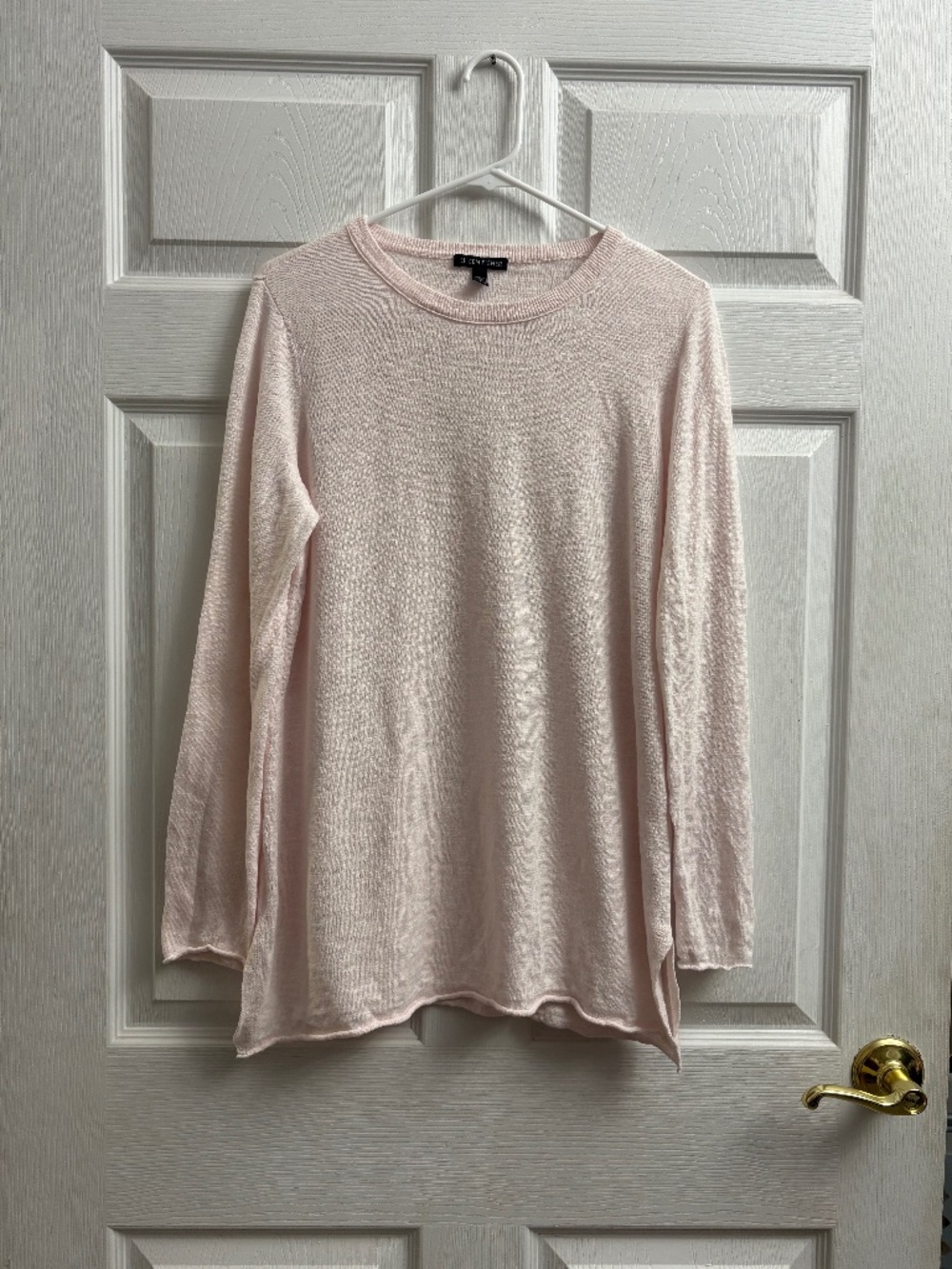 Eileen Fisher Linen Cotton Blend Light Pink Long Sleeve Top